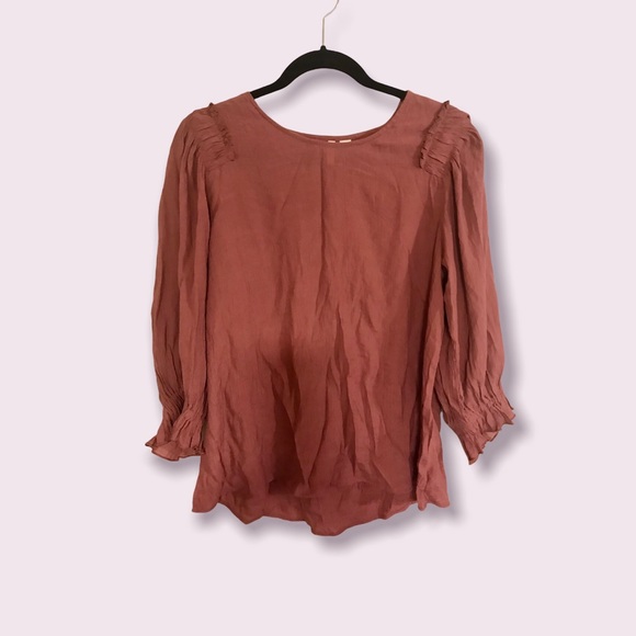 🌟SALE 2/$10.00‼️ EST. 1646 Women’s 3/4 Blush Pink Sleeve Blouse size L - Picture 3 of 6